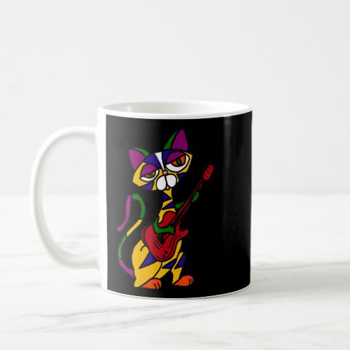 Colorful Cat Playing Electric Guitar Rocker Cats M Coffee Mug