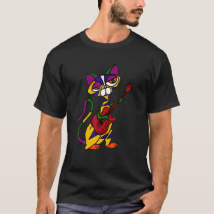 Colorful Cat Playing Electric Guitar Rocker Cats M T-Shirt