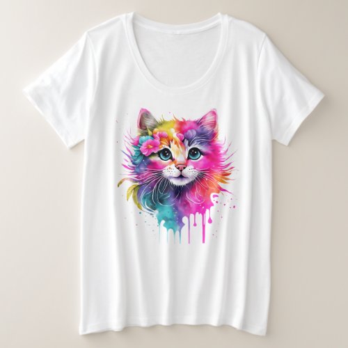 Colorful Cat Plus Size T_Shirt