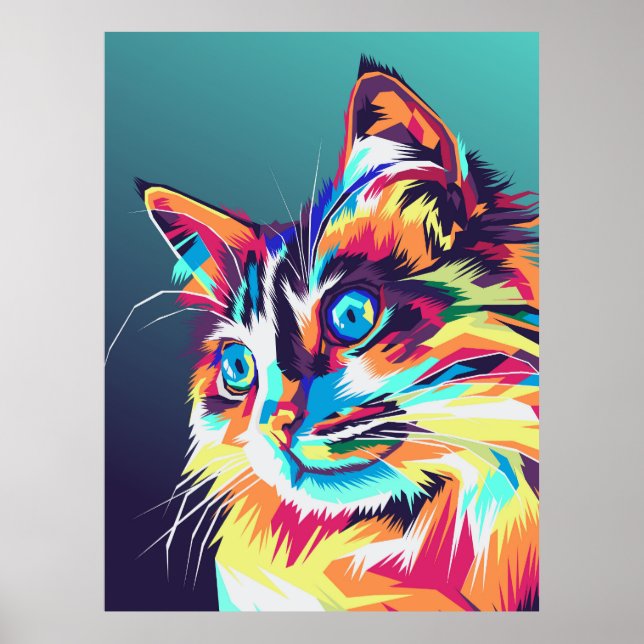 Colorful cat pop art poster (Front)
