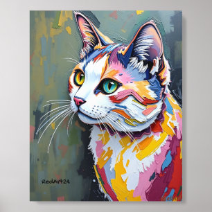 Colorful Cat Portrait Acrylic Photo Tile