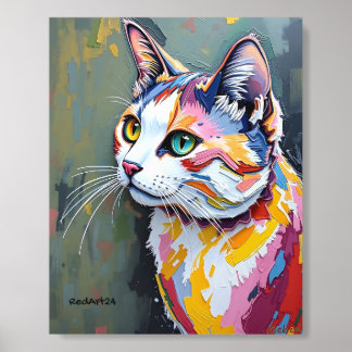 Colorful Cat Portrait Acrylic Photo Tile