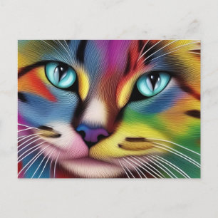 Colorful Cat Postcard