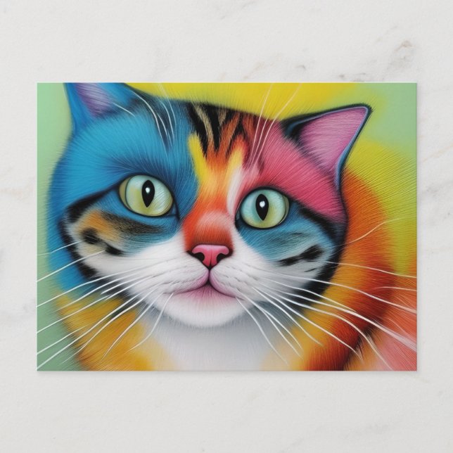 Colorful Cat Postcard (Front)