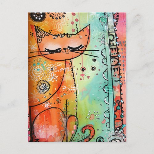 Colorful Cat Postcard