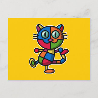 colorful cat postcard