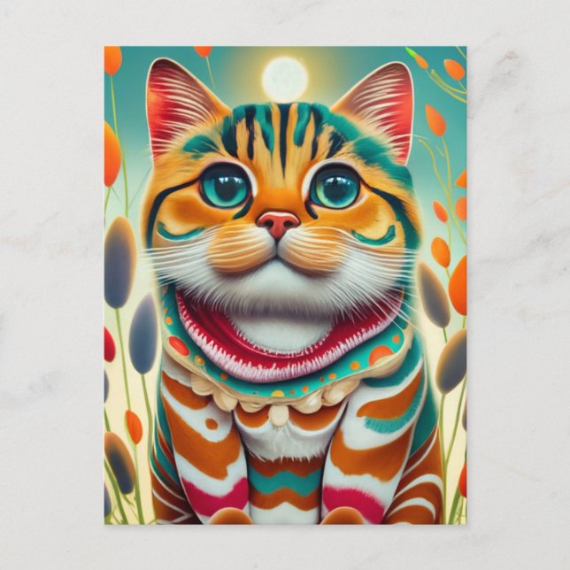 Colorful Cat Postcard (Front)