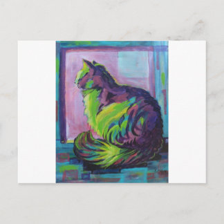 Colorful cat postcard