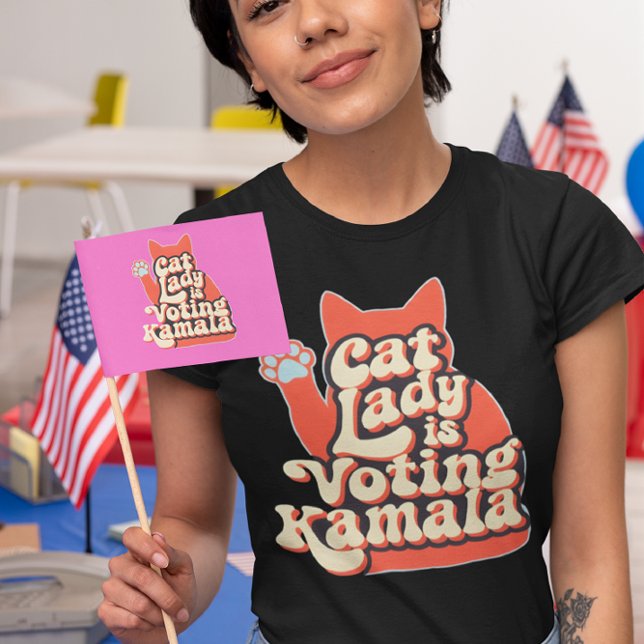 Colorful cat silhouette backs Kamala T-Shirt (Creator Uploaded)