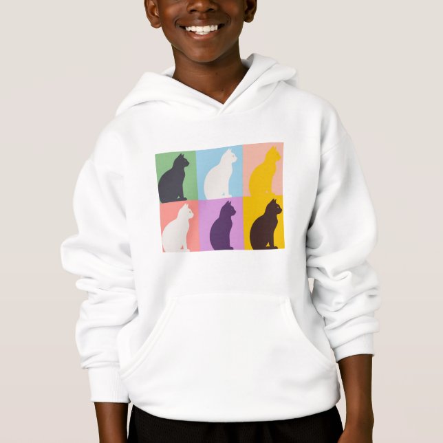 Colorful cat silhouette hoodie (Front)