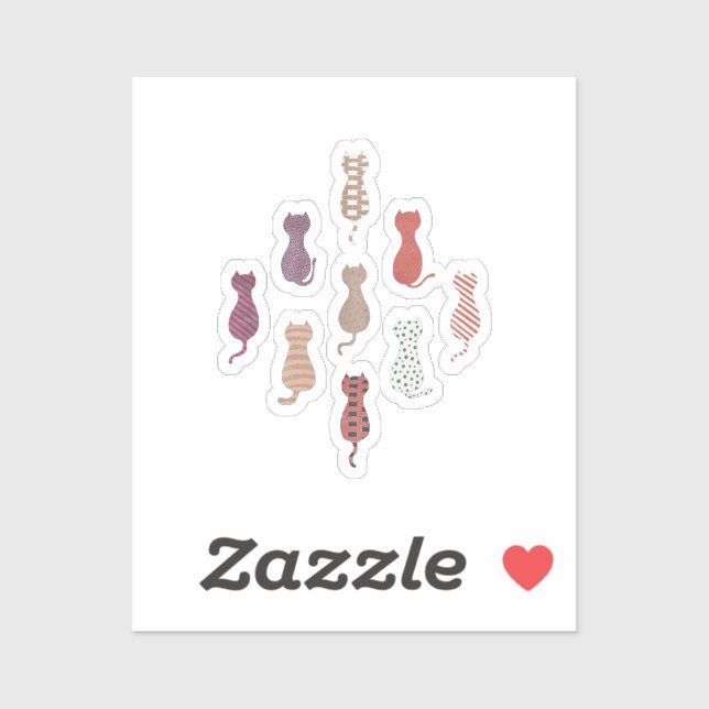 Colorful Cat Silhouettes Sticker (Sheet)