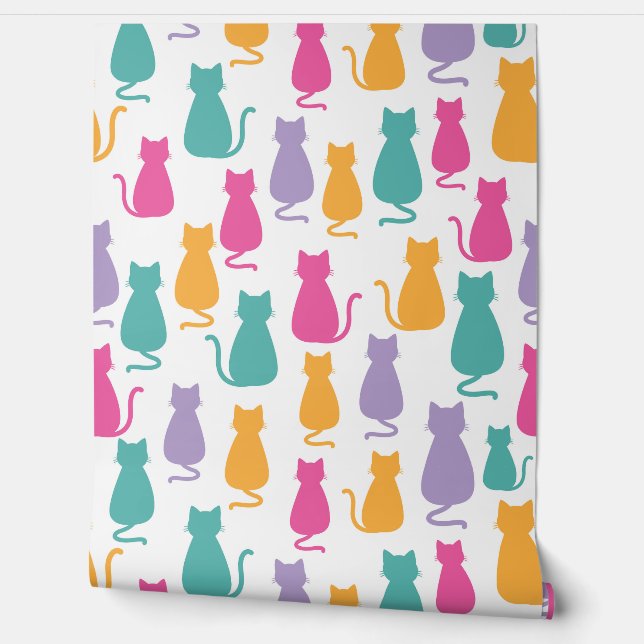 Colorful Cat silhouettes Wallpaper (Unrolling)