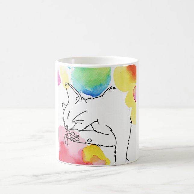 Colorful Cat Sketch Coffee Mug (Center)