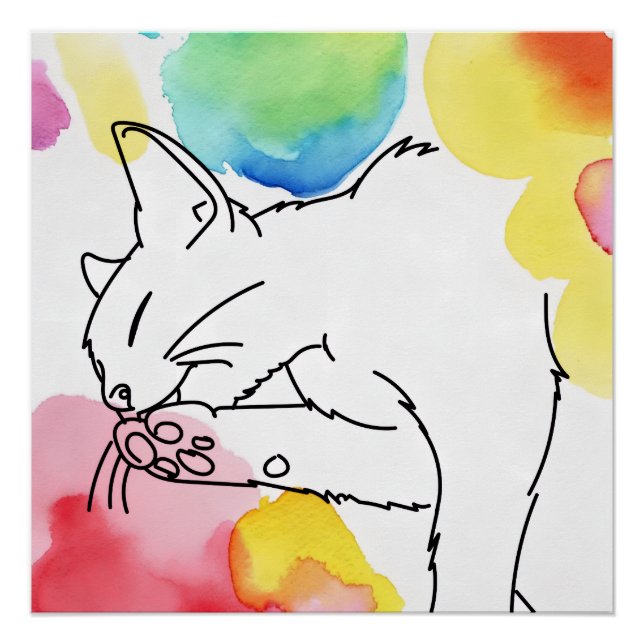 Colorful Cat Sketch Poster (Front)