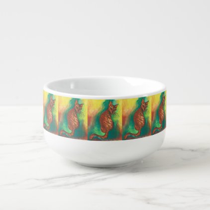 colorful cat soup mug