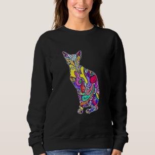 Colorful Cat Sphynx Art Pet Owner Hairless Kitten Sweatshirt
