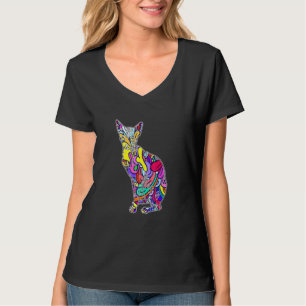 Colorful Cat Sphynx Art Pet Owner Hairless Kitten T-Shirt