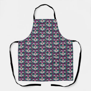 Colorful Cat Sugar Skull Apron