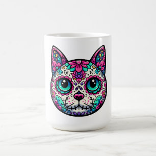 Colorful Cat Sugar Skull Coffee Mug