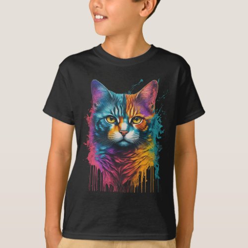 Colorful Cat T_Shirt _ Perfect for Kids