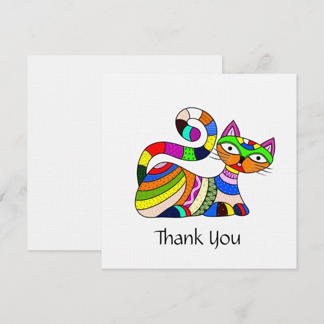Colorful cat thank you card (Front/Back)
