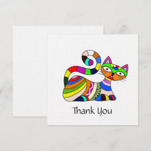 Colorful cat thank you card
