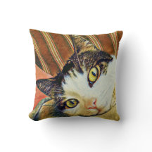 Colorful Cat Throw Pillow