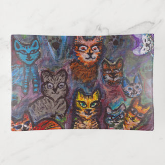 Colorful Cat Tray with 10 different cats