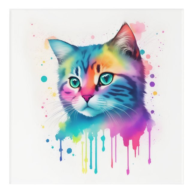 Colorful cat wall art  (Front)