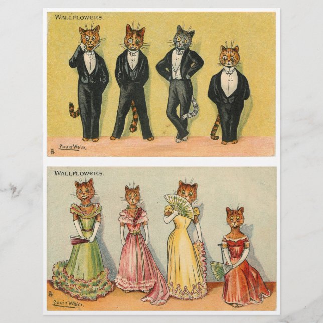 Colorful Cat Wallflowers by Louis Wain (Front)