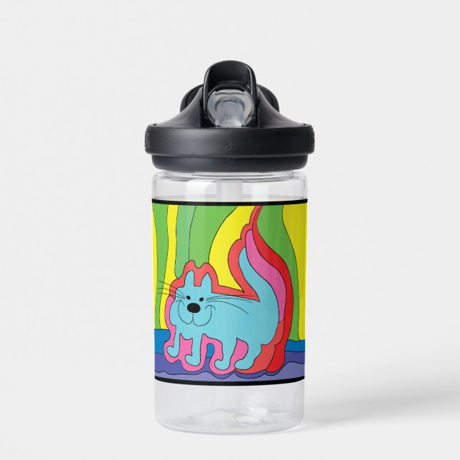 Colorful Cat Water Bottle (Front)