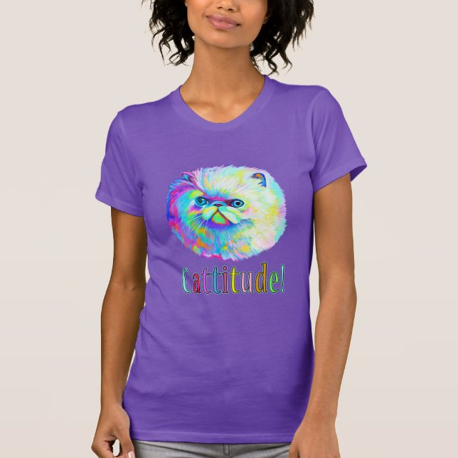 Colorful Cat with Catitude T-Shirt (Front)