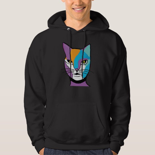 Colorful Cat Woman Illustration Hoodie (Front)