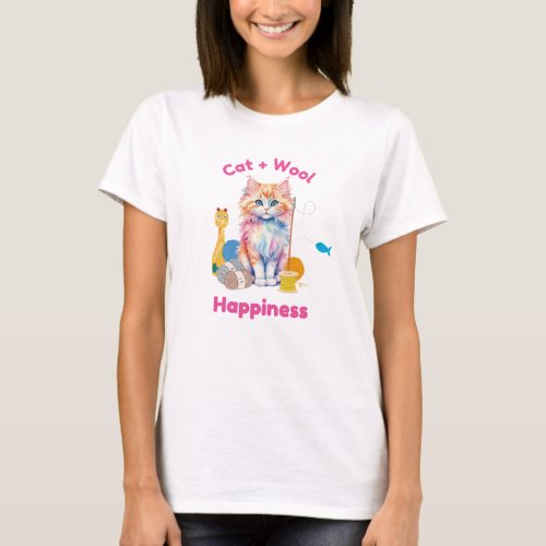 Colorful Cat Wool Happiness T_shirt