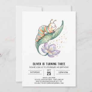 Colorful Caterpillar Birthday Invitation