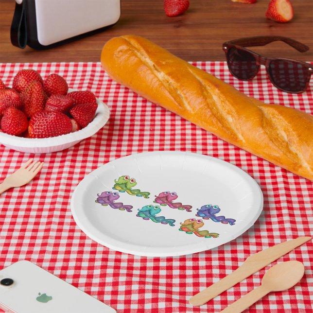 Colorful Caterpillar Characters Fun Whimsical Paper Plates (Creator Uploaded)