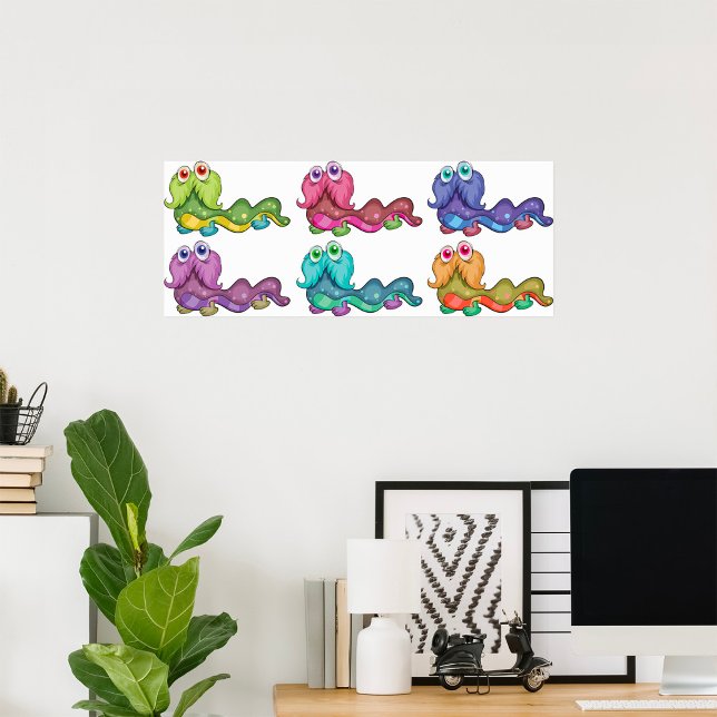 Colorful Caterpillar Characters Fun Whimsical Poster (Creator Uploaded)