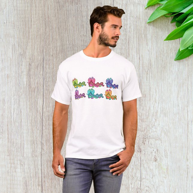 Colorful Caterpillar Characters Fun Whimsical T-Shirt (Creator Uploaded)