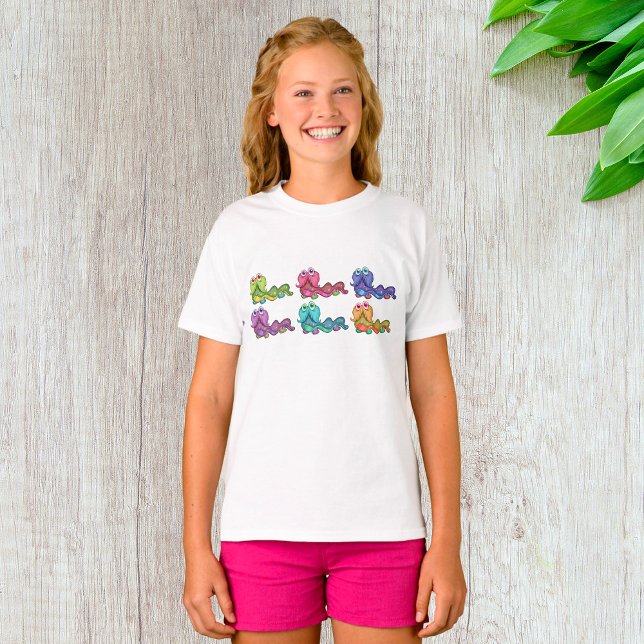 Colorful Caterpillar Characters Fun Whimsical T-Shirt (Creator Uploaded)