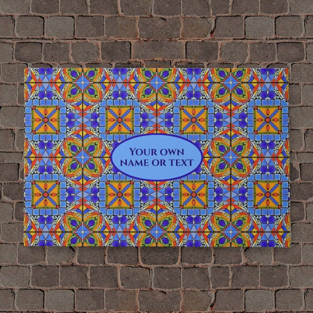 Colorful Cathedral Mosaic Floor & your text Doormat (Creator Uploaded)