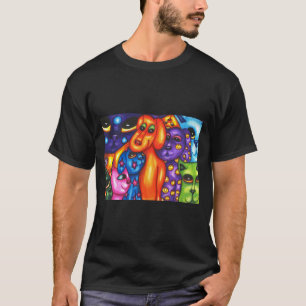 colorful cats and dogs abstract original art T-Shirt