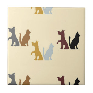Colorful cats and dogs pattern ceramic tile