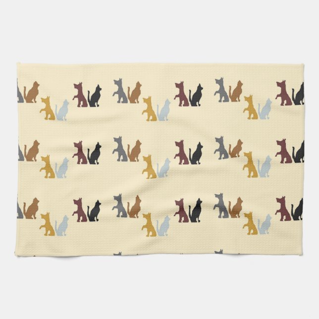 Colorful cats and dogs pattern kitchen towel (Horizontal)