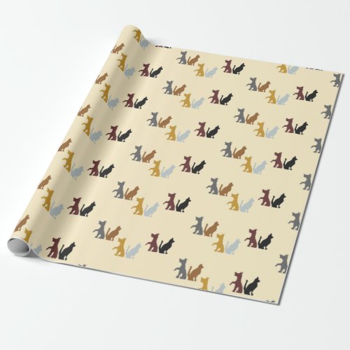 Colorful cats and dogs pattern wrapping paper