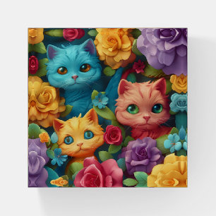 Colorful cats and flowers cute design paperweight