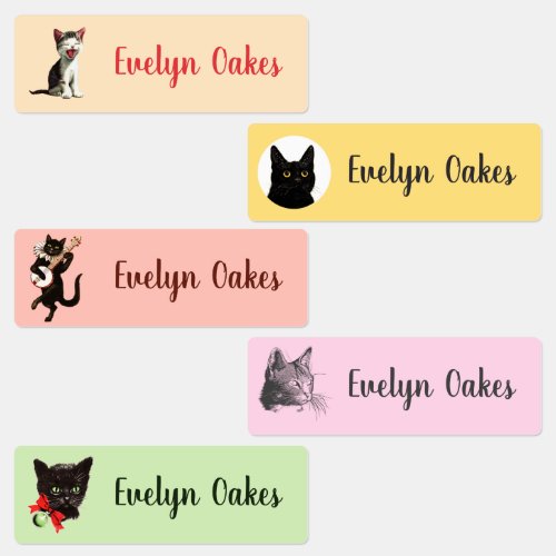 Colorful Cats and Kittens Cute Custom Kids Labels