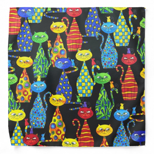 Colorful Cats and Mice Bandana (Front)
