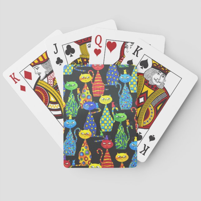 Colorful Cats and Mice Poker Cards (Back)