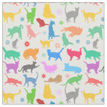 Colorful Cats And Stars Fabric