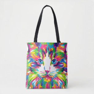 Colorful Cats Art Aesthetic Cat Pictures Cat Art  Tote Bag